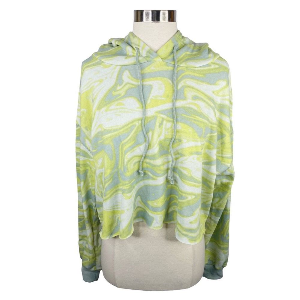 Wild Fable Neon Green Swirl Cropped Hoodie
